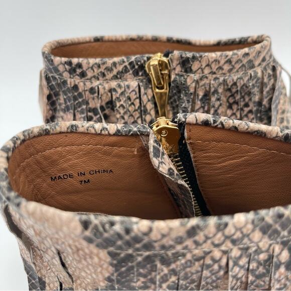 NEW KATE SPADE x SAKS Boots Bestie Fringe Bootie Snakeskin Zipper Size 7 NWOT - Picture 7 of 14